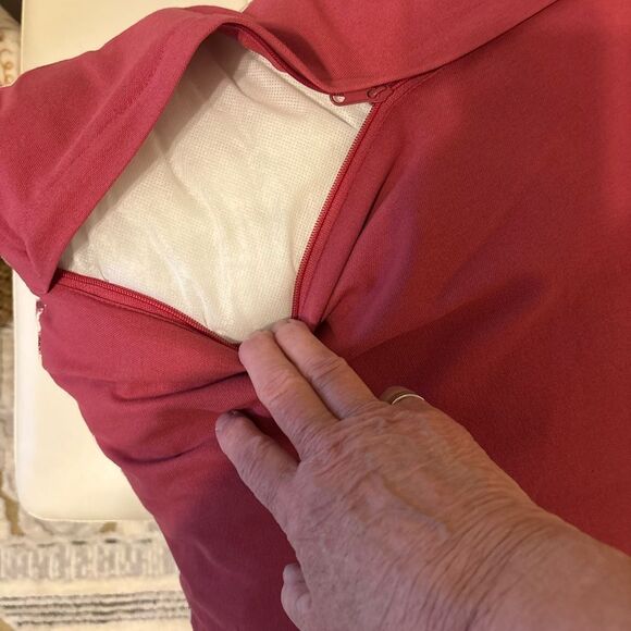 Sophisticated Red and Cream Damask Accent Pillow - Picture 7 of 10